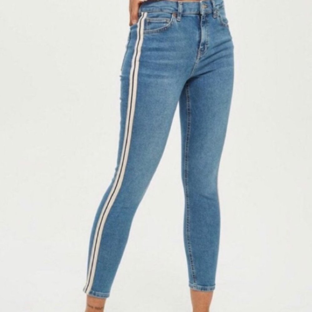 Topshop Moto Skinny High Rise Jeans Ribbon Accent